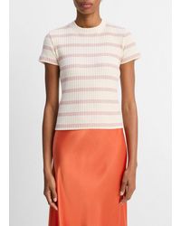 Vince - Striped Ribbed Cotton-Blend Top - Lyst