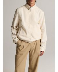 Vince - Italian Cotton-Linen Band-Collar Bomber Jacket - Lyst