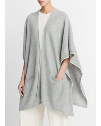 Vince - Tipped Jersey-knit Cashmere Cape, Medium Grey/off White - Lyst