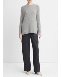 Vince - Cashmere Clean-trim Tunic Sweater, Grey, Size Xl - Lyst
