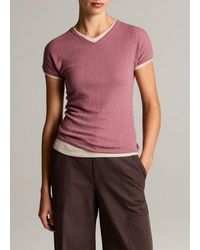 Vince - Pointelle Wool Short-Sleeve Sweater - Lyst