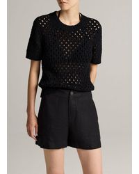 Vince - Honeycomb Italian Cotton & Linen-Blend Short-Sleeve Sweater - Lyst