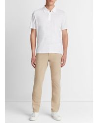 Vince - Linen Polo Shirt, Optic White, Size S - Lyst