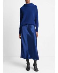 Vince - Sheer-paneled Slip Skirt, Blue, Size 12 - Lyst