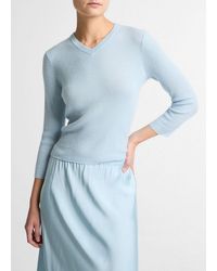 Vince - Cashmere-Silk High V-Neck Sweater - Lyst