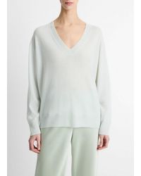 Vince - Cashmere-Silk Deep V-Neck Sweater - Lyst
