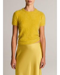 Vince - Brushed Cashmere Short-Sleeve Sweater - Lyst