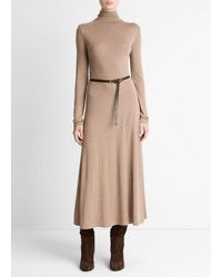 Vince - Funnel Neck Long Sleeve Jersey Midi Dress - Lyst