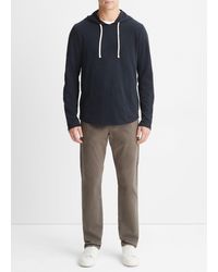 Vince - Textured Cotton Hoodie, Blue, Size S - Lyst