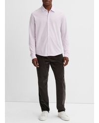 Vince - Cotton Piqué Button-front Shirt, Purple, Size L - Lyst