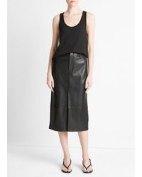 Vince - Leather Trouser Skirt, Black, Size 14 - Lyst