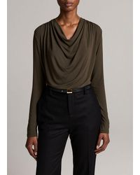 Vince - Jersey Draped Cowl-Neck Long-Sleeve Top - Lyst