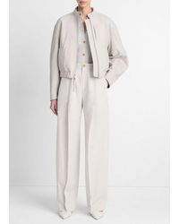 Vince - Leather Cropped Bomber Jacket - Lyst