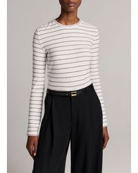 Vince - Striped Cotton Long-Sleeve T-Shirt - Lyst