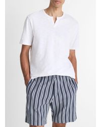 Vince - Slub Split-neck T-shirt, White, Size Xxl - Lyst