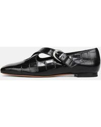 Vince - Cici Croc-Embossed Leather Flat - Lyst