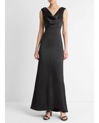 Vince - Satin Draped Cowl-Neck Maxi Dress - Lyst