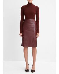 Vince - Tailored Leather Skirt, Red, Size 4 - Lyst