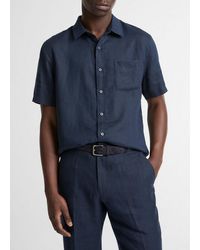 Vince - Linen Short-Sleeve Button-Front Shirt - Lyst