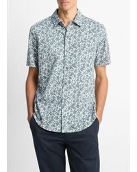 Vince - Floral Pima Cotton Short-Sleeve Button-Front Shirt - Lyst