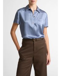 Vince - Silk Short-Sleeve Polo Shirt - Lyst