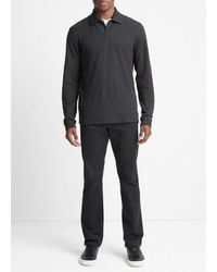 Vince - Double-face Long-sleeve Polo Shirt, Grey, Size S - Lyst