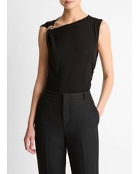 Vince - Cinched-Shoulder Wool-Blend Top - Lyst