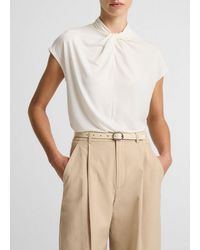 Vince - Twist-Neck Matte Jersey Cap-Sleeve Top - Lyst