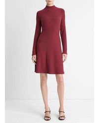 Vince - Cozy Rib Mock-Neck Long-Sleeve Dress - Lyst