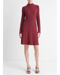 Vince - Cozy Rib Mock-Neck Long-Sleeve Dress - Lyst