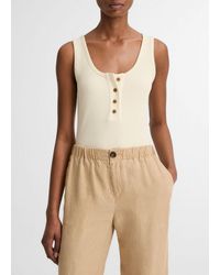 Vince - Ribbed Cotton-Blend Henley Tank - Lyst