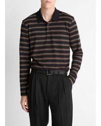Vince - Striped Long Sleeve Jersey Polo - Lyst