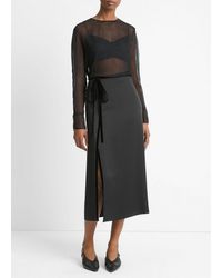 Vince - Velvet-Trim Side-Slit Skirt - Lyst