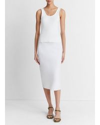Vince - Raw-edge Ribbed Scoop-neck Tank, Optic White, Size L - Lyst