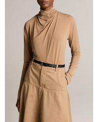 Vince - Draped-Neck Long-Sleeve Top - Lyst