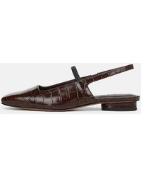 Vince - Venice Croc-Embossed Leather Slingback Flat - Lyst