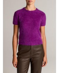 Vince - Brushed Cashmere Short-Sleeve Sweater - Lyst