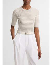 Vince - Striped Cotton-Blend Elbow-Sleeve T-Shirt - Lyst