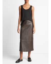 Vince - Leather Straight Skirt, Brown, Size 4 - Lyst