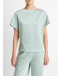 Vince - Draped Satin Dolman-Sleeve Blouse - Lyst