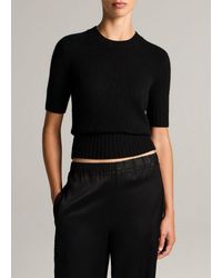 Vince - Wool-Cashmere High-Rib Short-Sleeve Sweater - Lyst