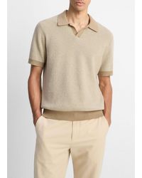 Vince - Colorblocked Feed-Stripe Cotton-Cashmere Johnny-Collar Sweater - Lyst