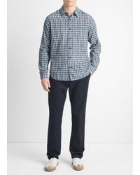 Vince - Summit Plaid Linen-Cotton Long-Sleeve Shirt, Venice/ Cloud - Lyst