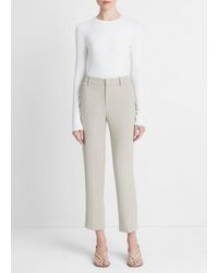Vince - Crepe Tailored Straight-leg Pant, Sepia, Size 4 - Lyst