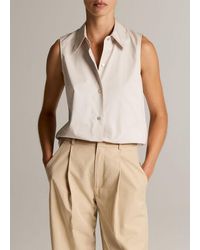 Vince - Cotton Relaxed Sleeveless Button-Front Shirt - Lyst