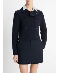 Vince - Cotton-Blend Double-Breasted Sweater Jacket - Lyst