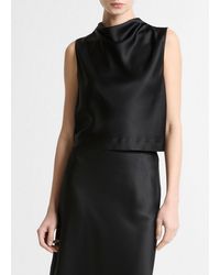 Vince - Satin Cropped Cowl-Neck Top - Lyst