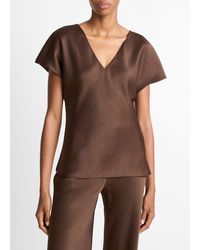Vince - Satin V-Neck Blouse - Lyst