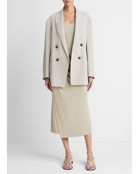 Vince - Crepe Double-breasted Blazer, Sepia, Size 2 - Lyst