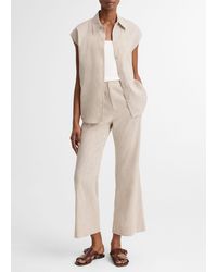 Vince - Ticking Stripe Linen-Cotton Low-Rise Crop Flare Trouser - Lyst